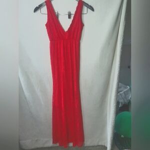Vtg Stunning maxi red lace dress xs or small